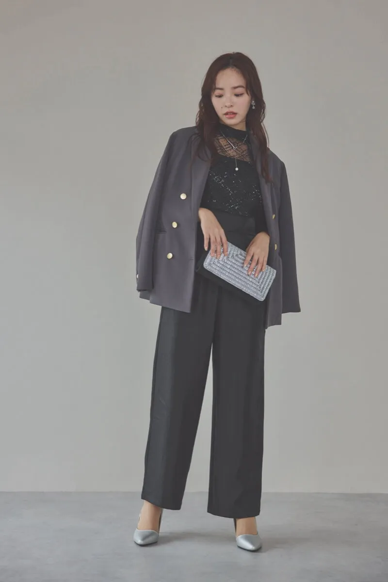 ブラックのパフスリーブボレロオールインワンドレス