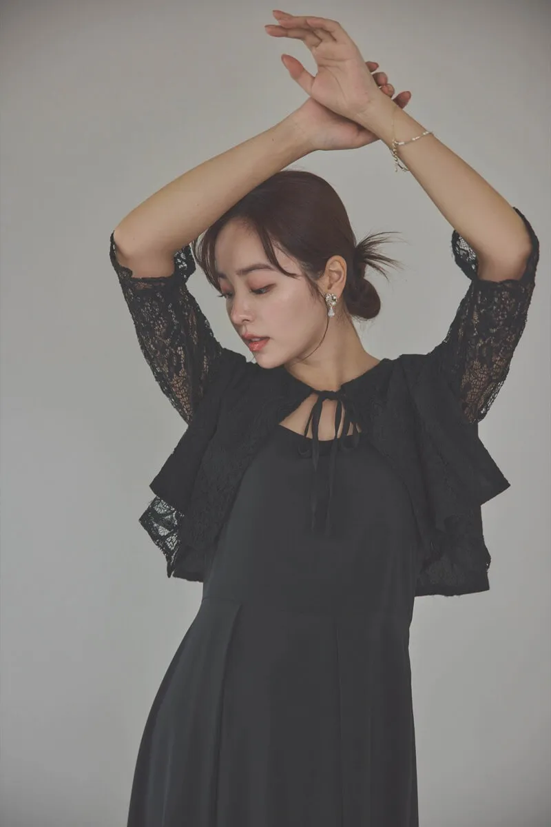 ブラックのレースボレロセットキャミソールドレス