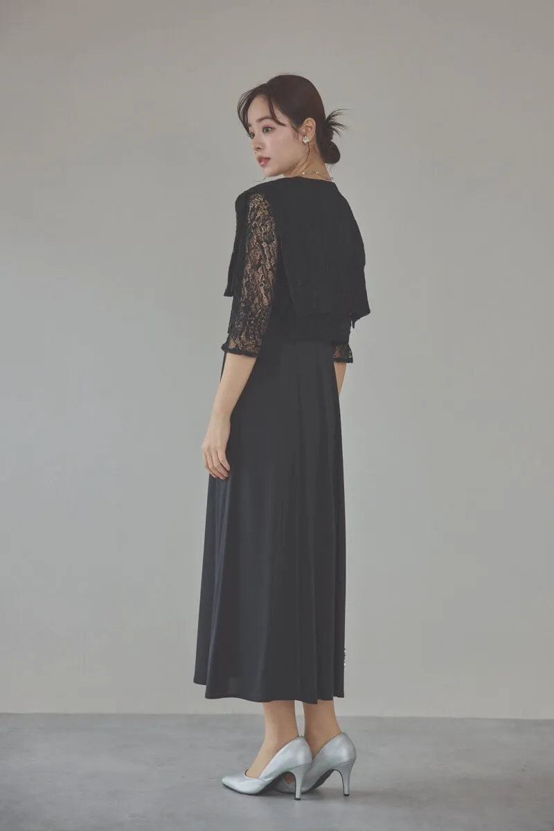 ブラックのレースボレロセットキャミソールドレス