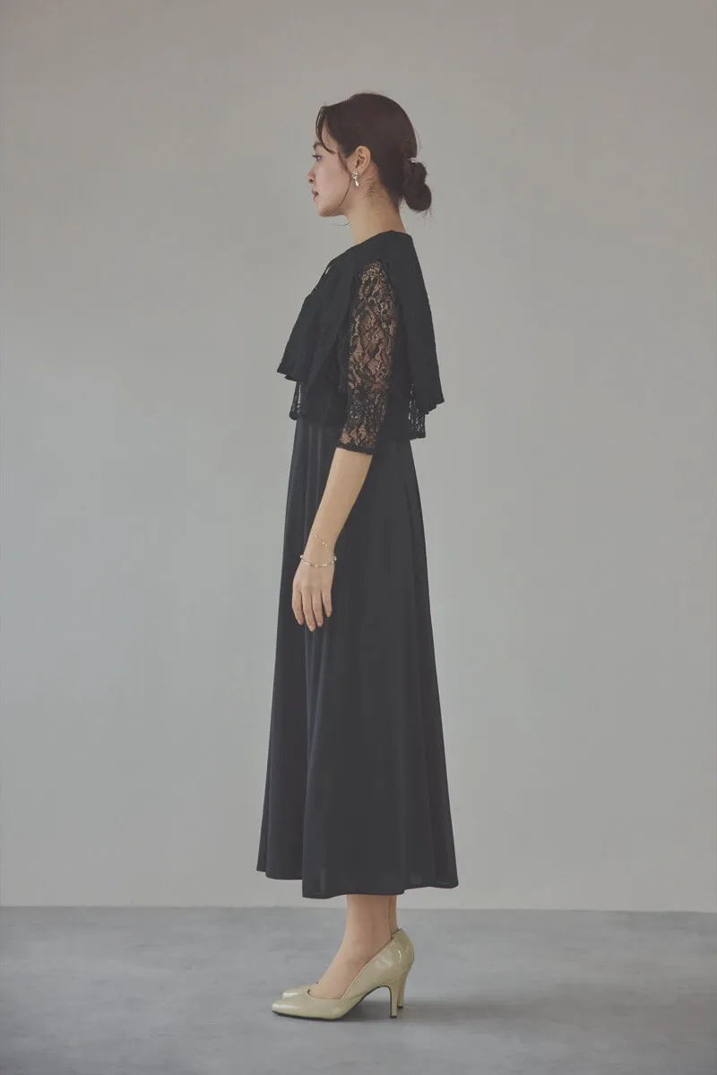 ブラックのレースボレロセットキャミソールドレス