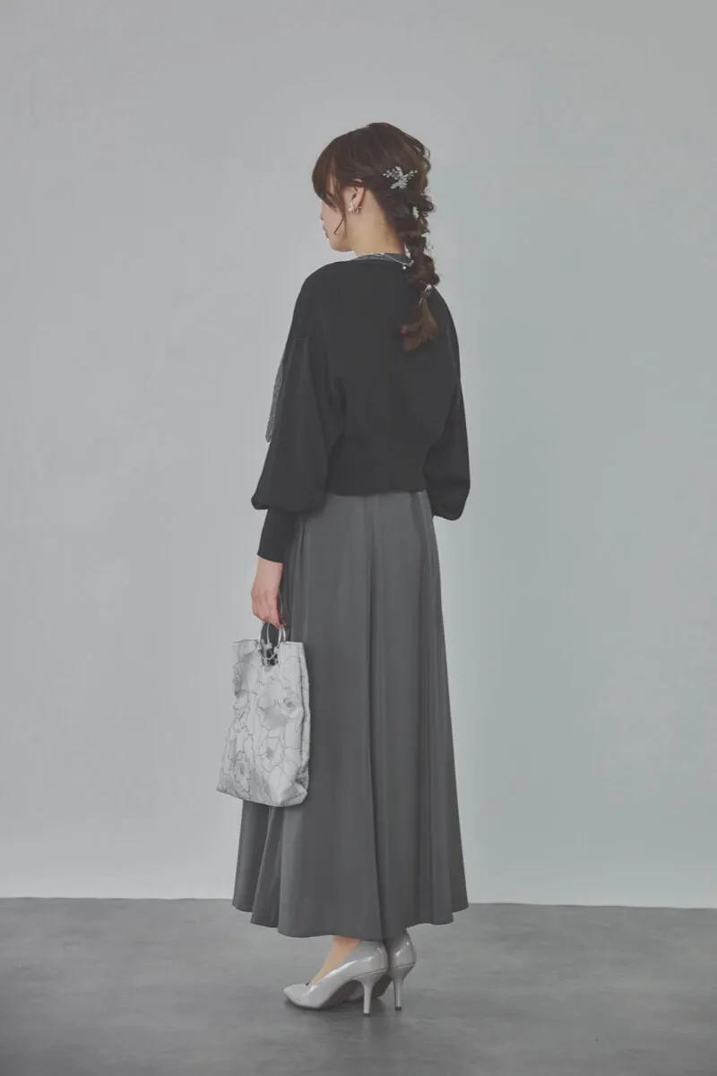 チャコールグレーのレースボレロセットキャミソールドレス