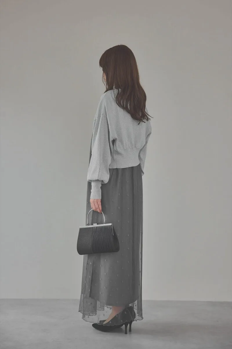 ミントのロングスリーブチュールドレス