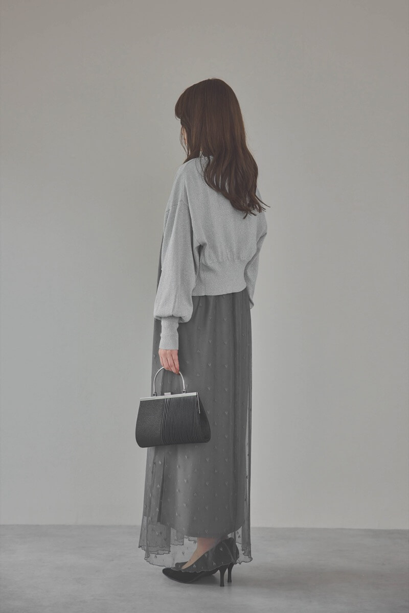 ミントのロングスリーブチュールドレス