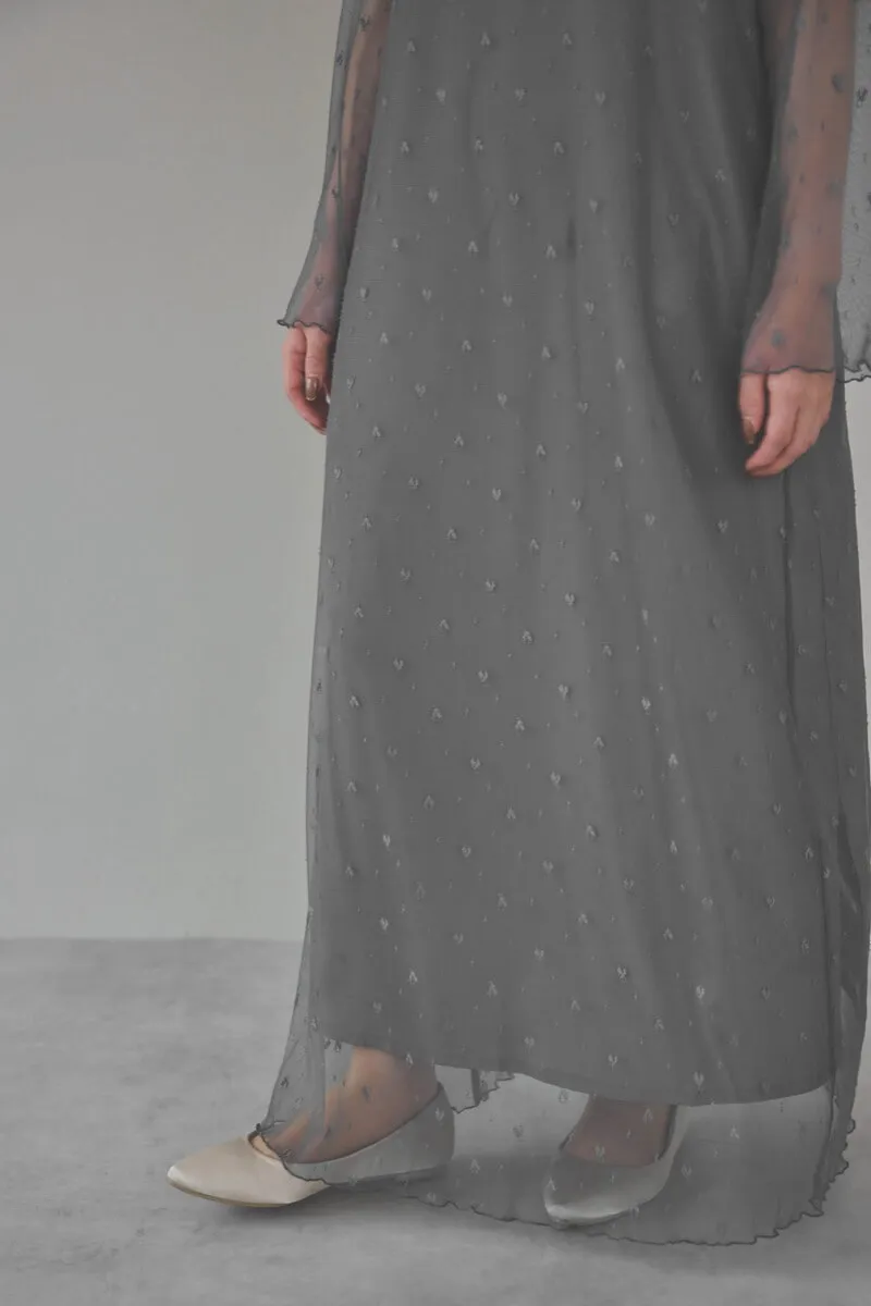 ミントのロングスリーブチュールドレス