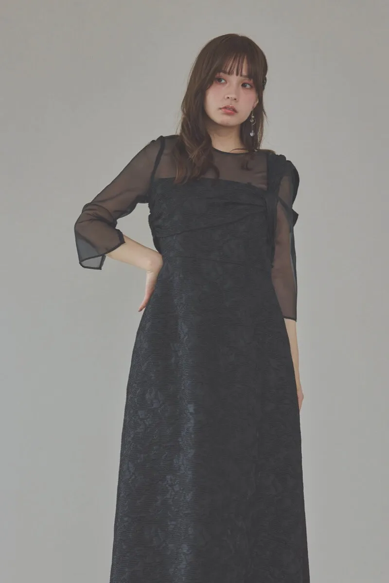 ブラックのアシンメトリーバックリボンドレス
