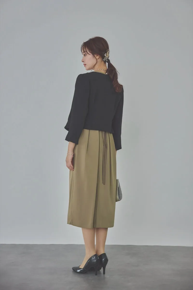 カーキのビスチェデザインコクーンドレス
