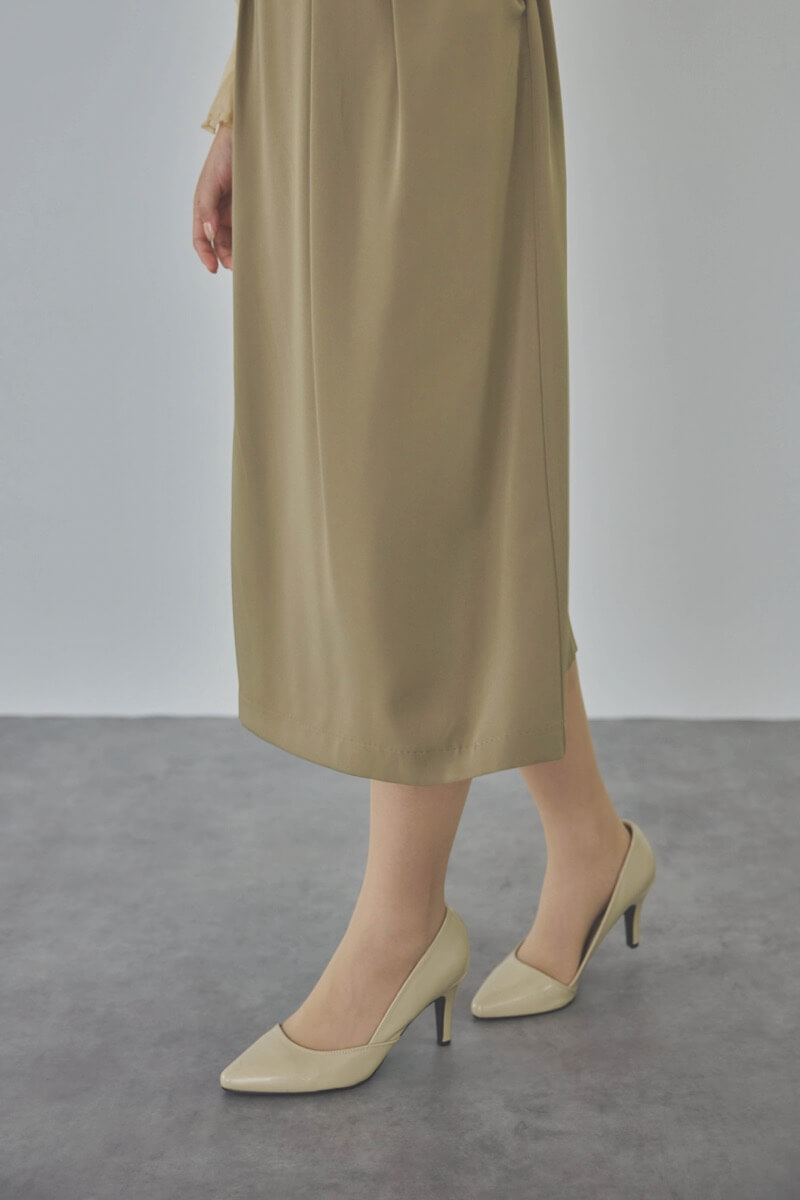 カーキのビスチェデザインコクーンドレス