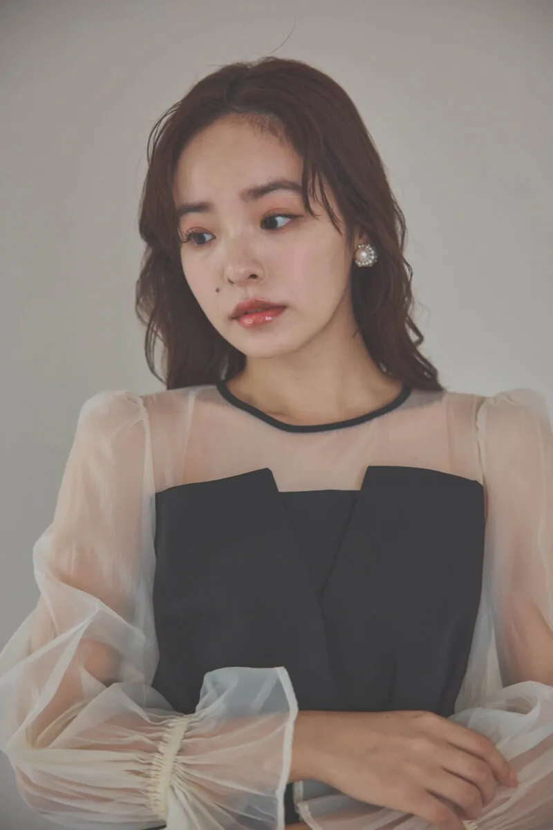 ブラックのビスチェデザインコクーンドレス