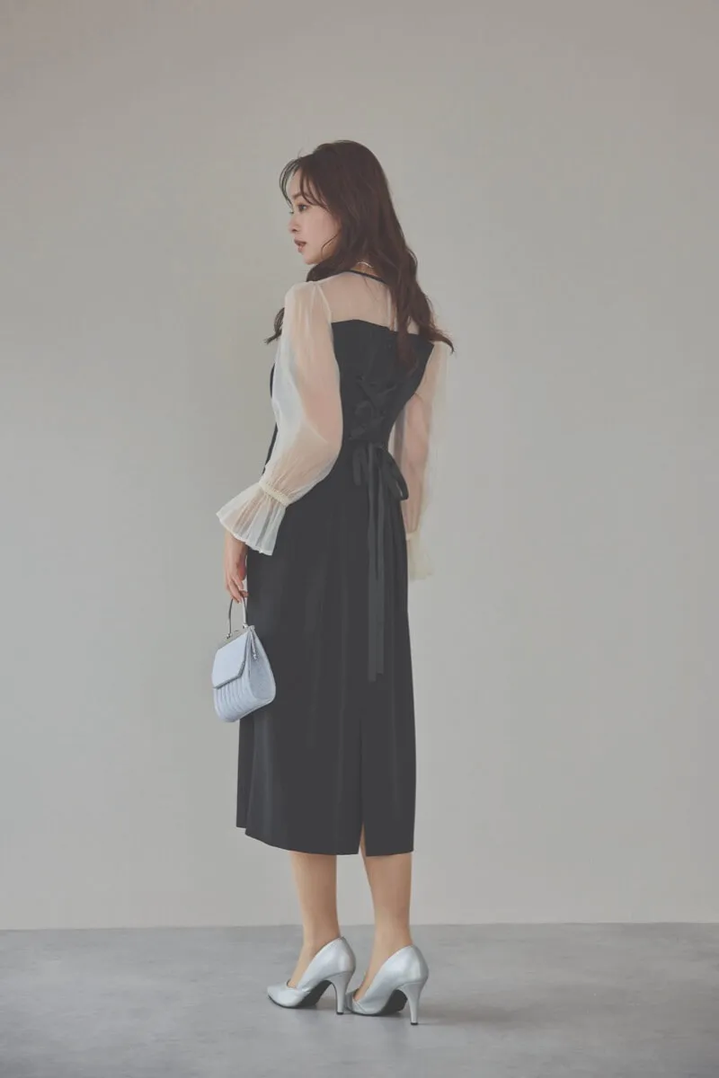 ブラックのビスチェデザインコクーンドレス