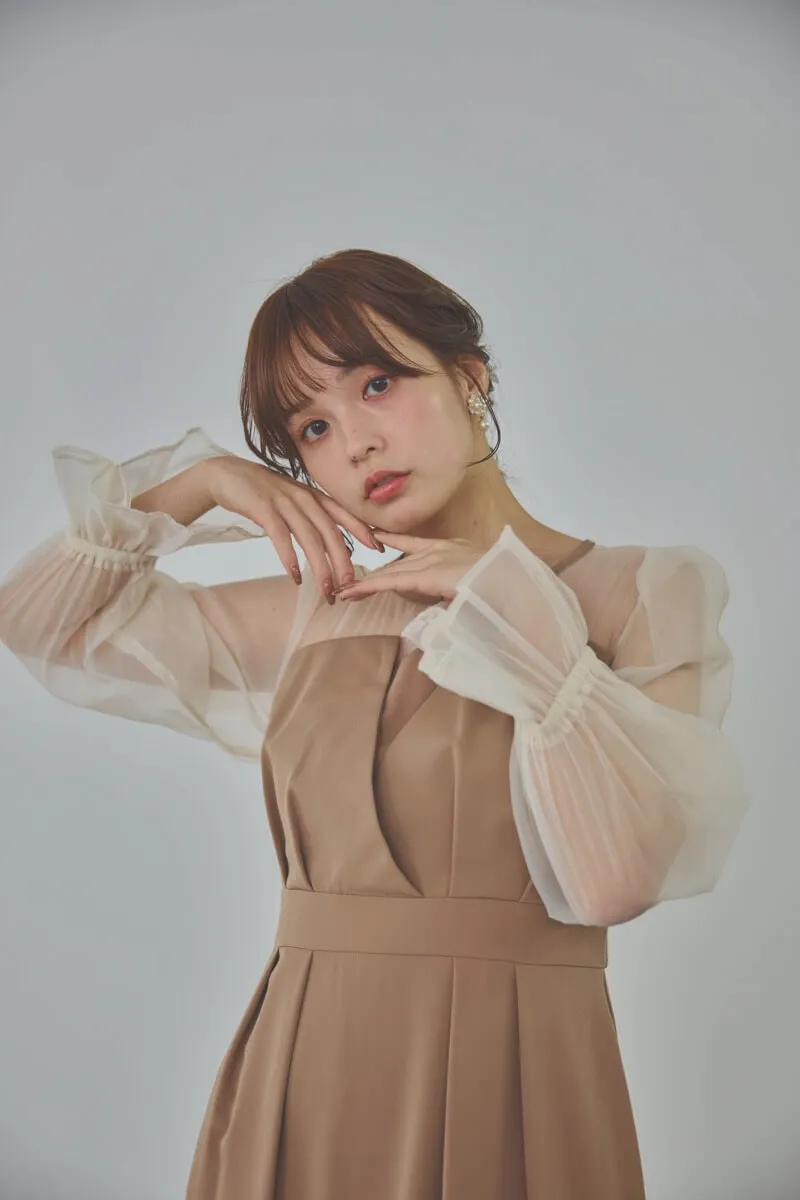 モカのビスチェデザインコクーンドレス