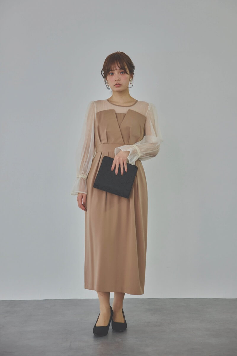 モカのビスチェデザインコクーンドレス