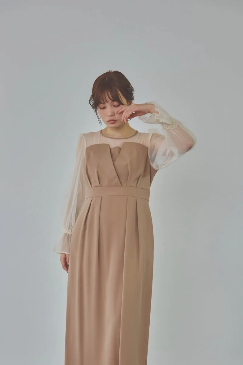 モカのビスチェデザインコクーンドレス