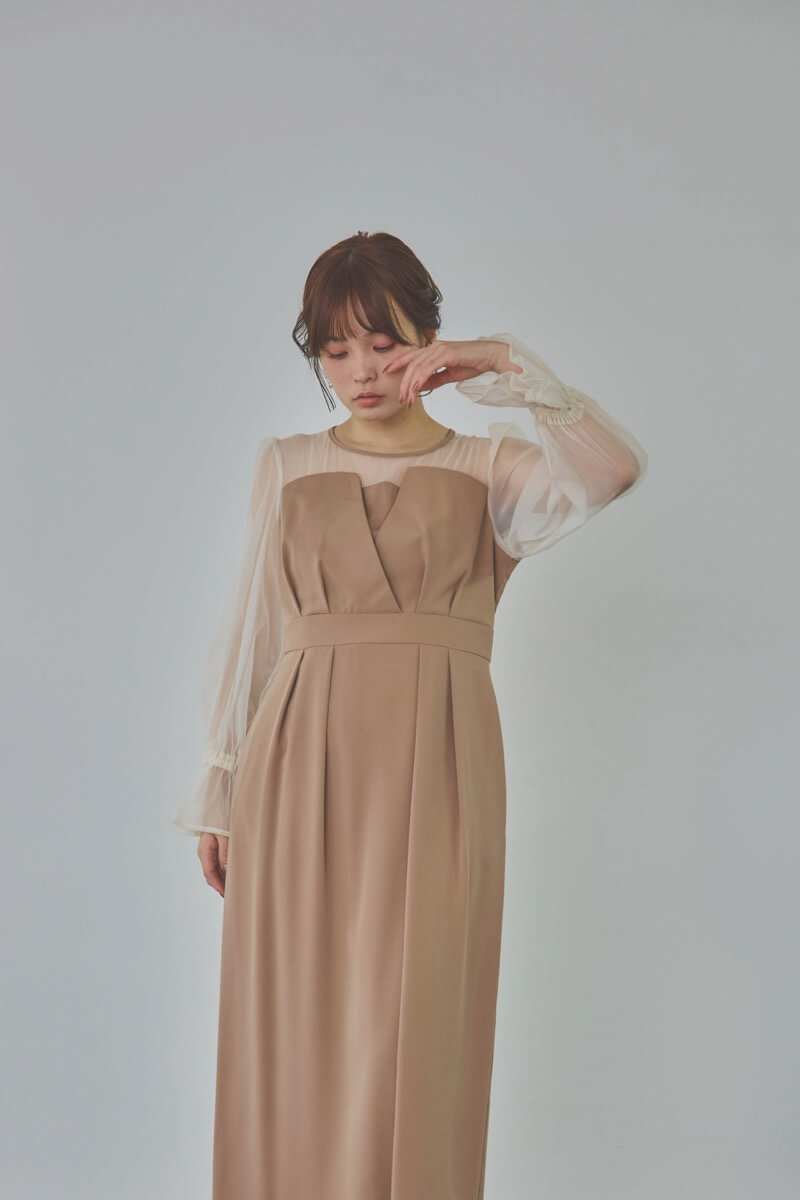 モカのビスチェデザインコクーンドレス