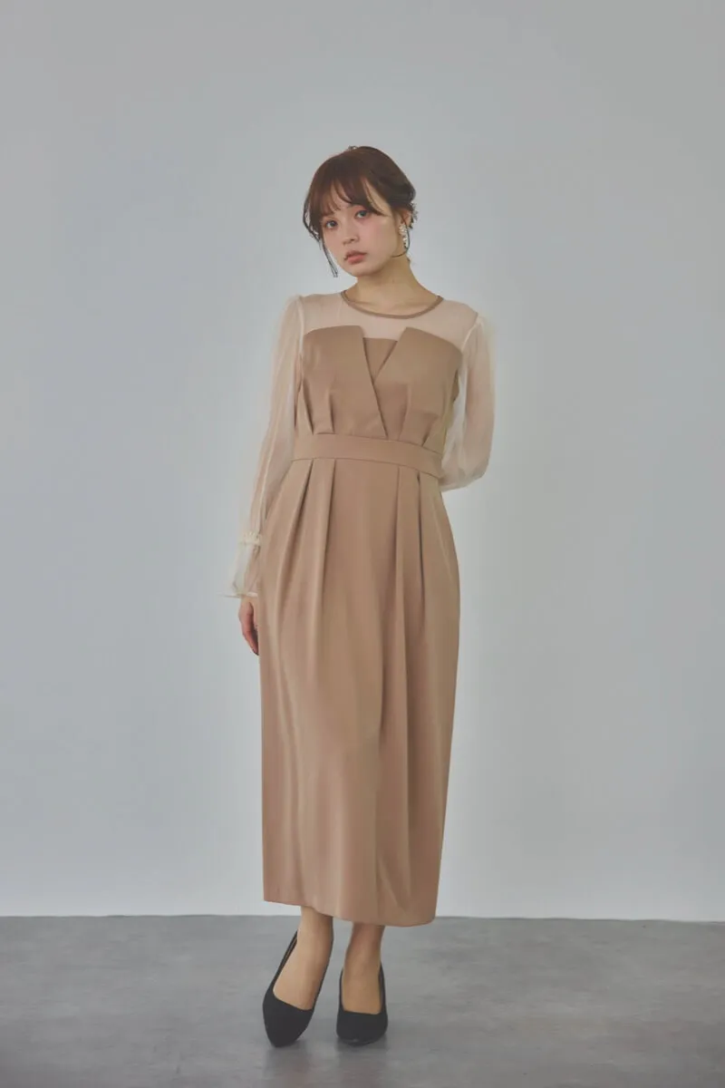 モカのビスチェデザインコクーンドレス