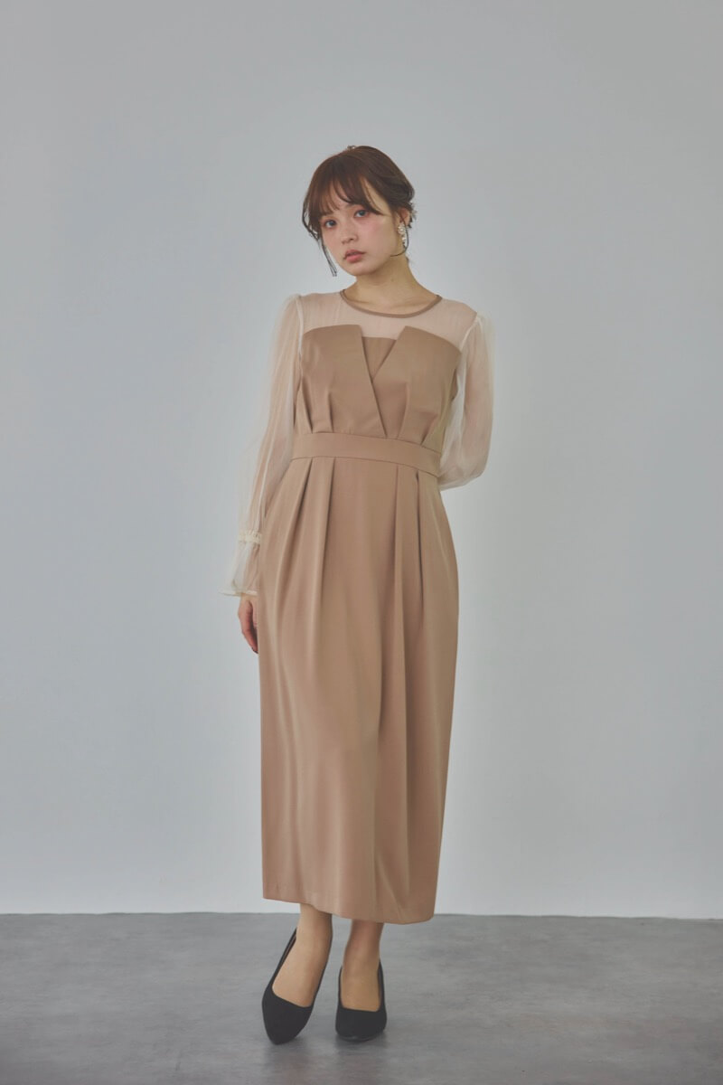 モカのビスチェデザインコクーンドレス