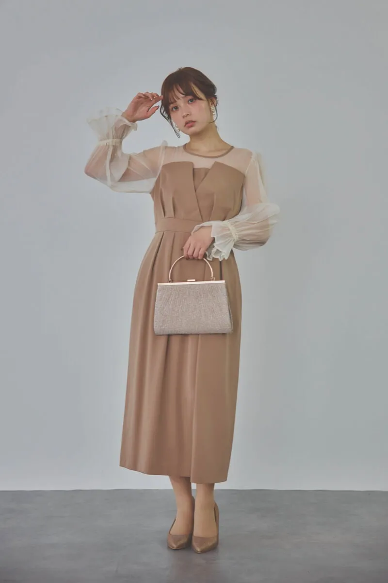 モカのビスチェデザインコクーンドレス