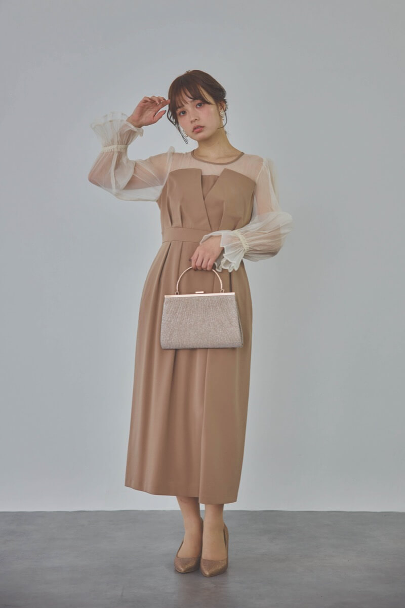 モカのビスチェデザインコクーンドレス