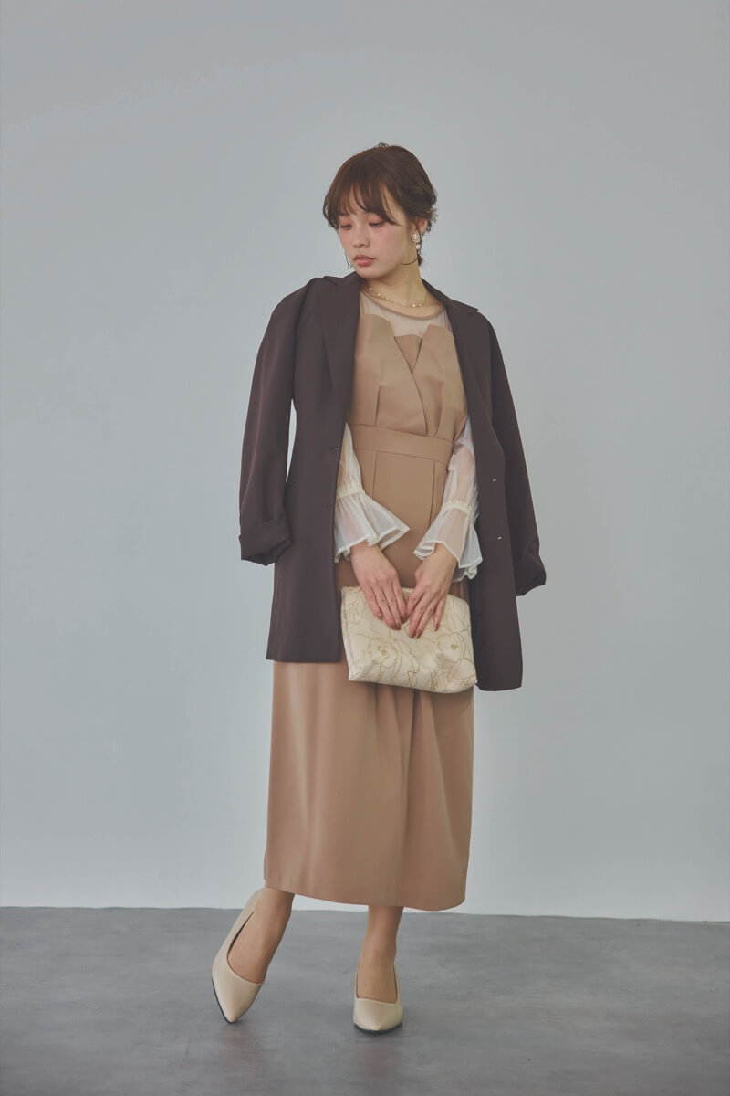 モカのビスチェデザインコクーンドレス