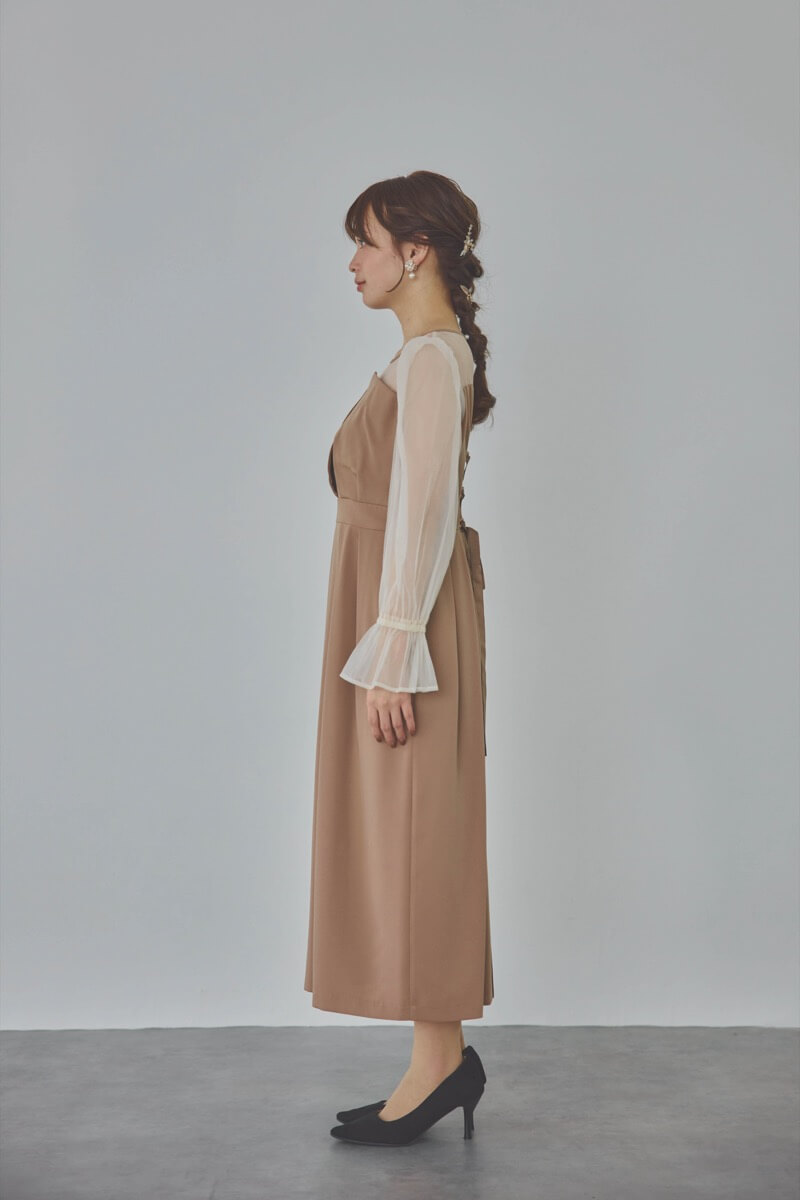 モカのビスチェデザインコクーンドレス