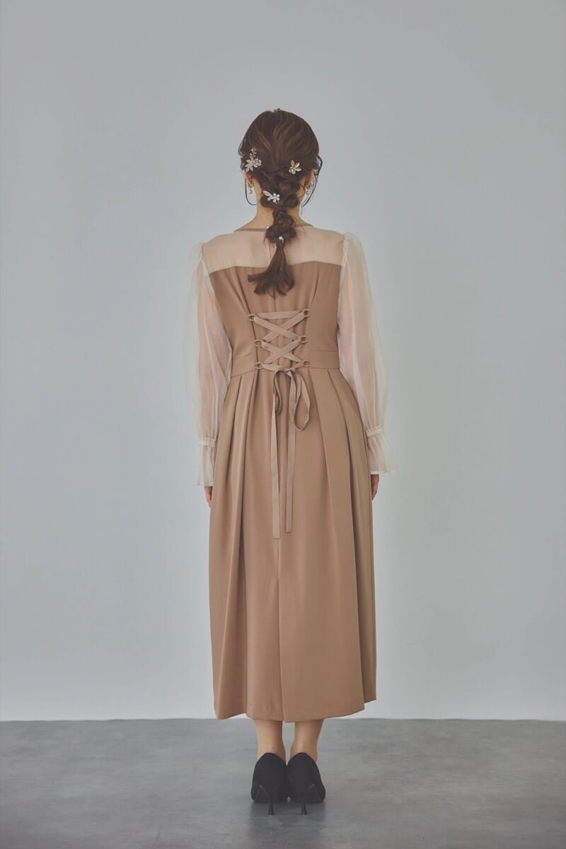 モカのビスチェデザインコクーンドレス