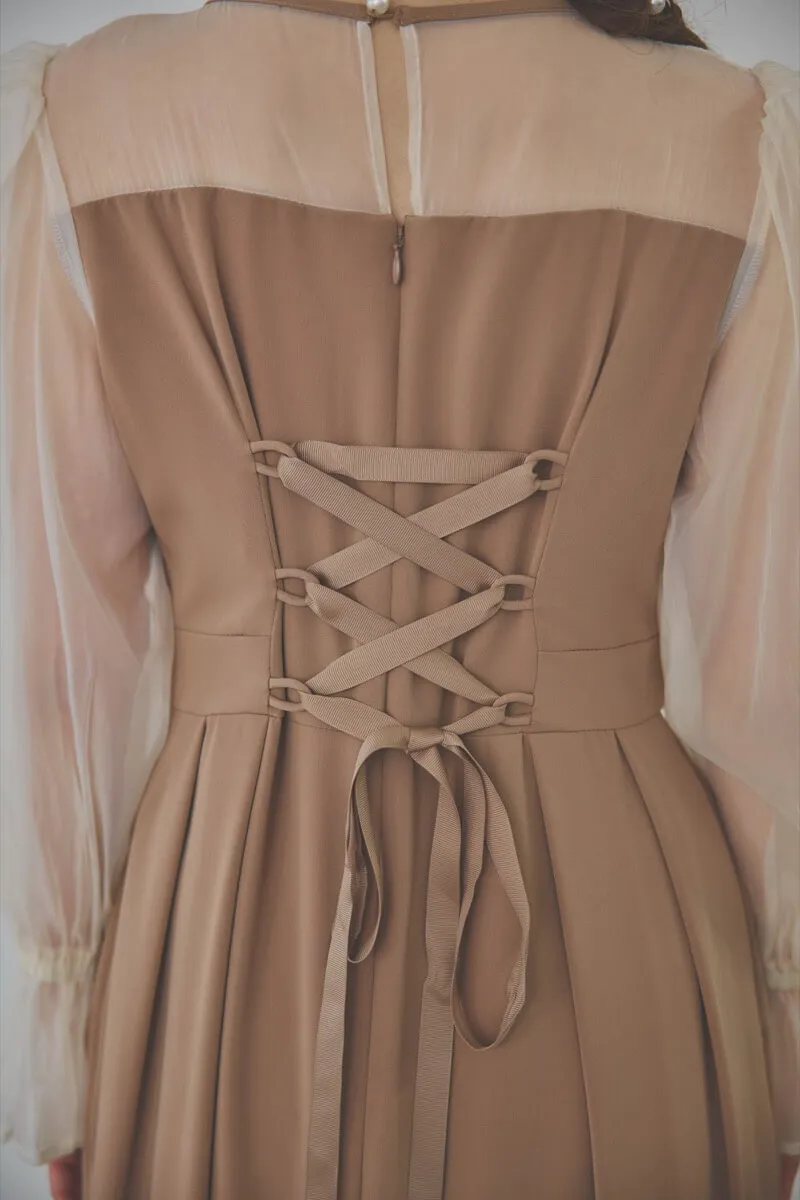 モカのビスチェデザインコクーンドレス