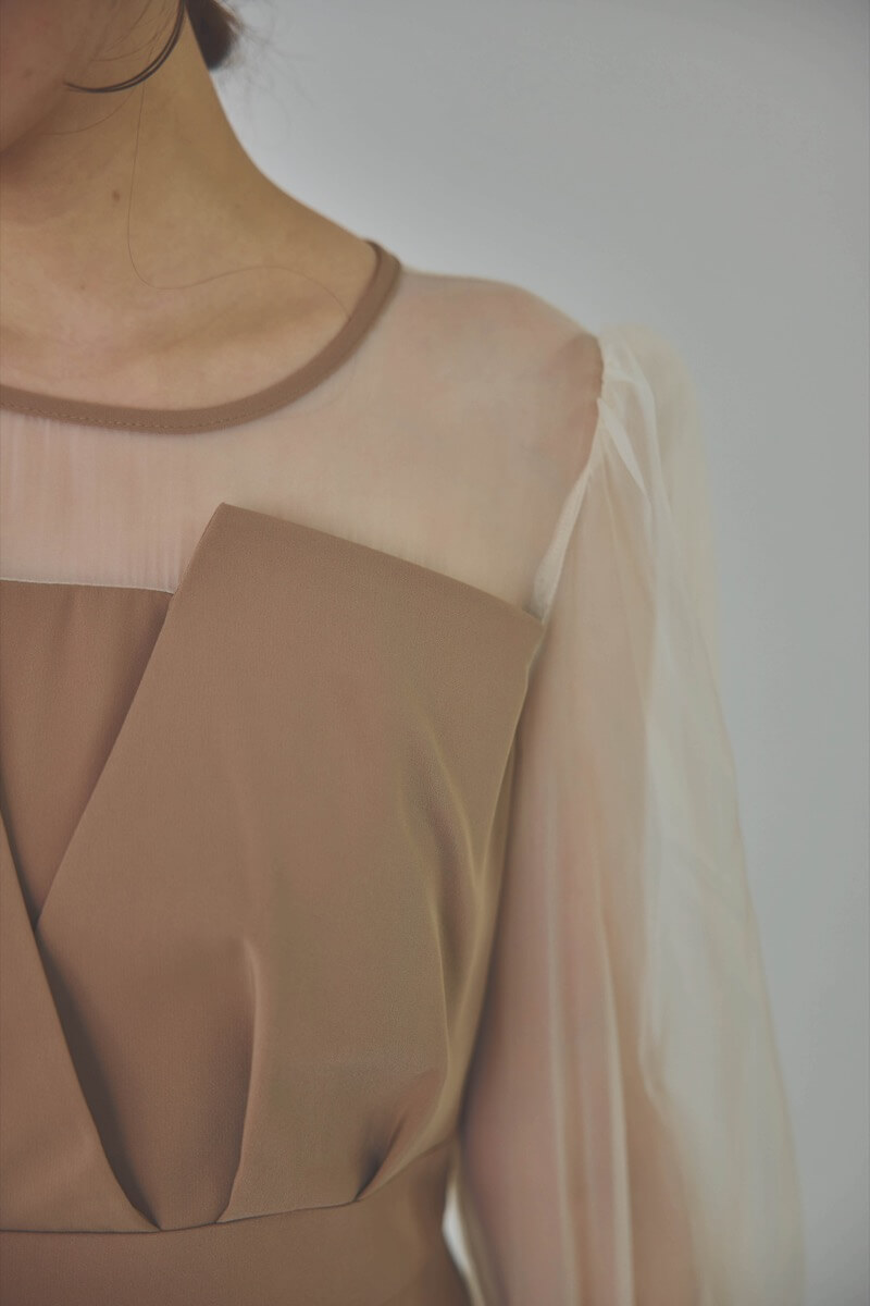 モカのビスチェデザインコクーンドレス