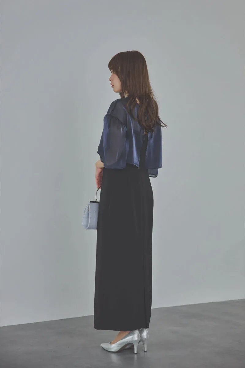 ネイビーのレイヤードコンビネーションドレス