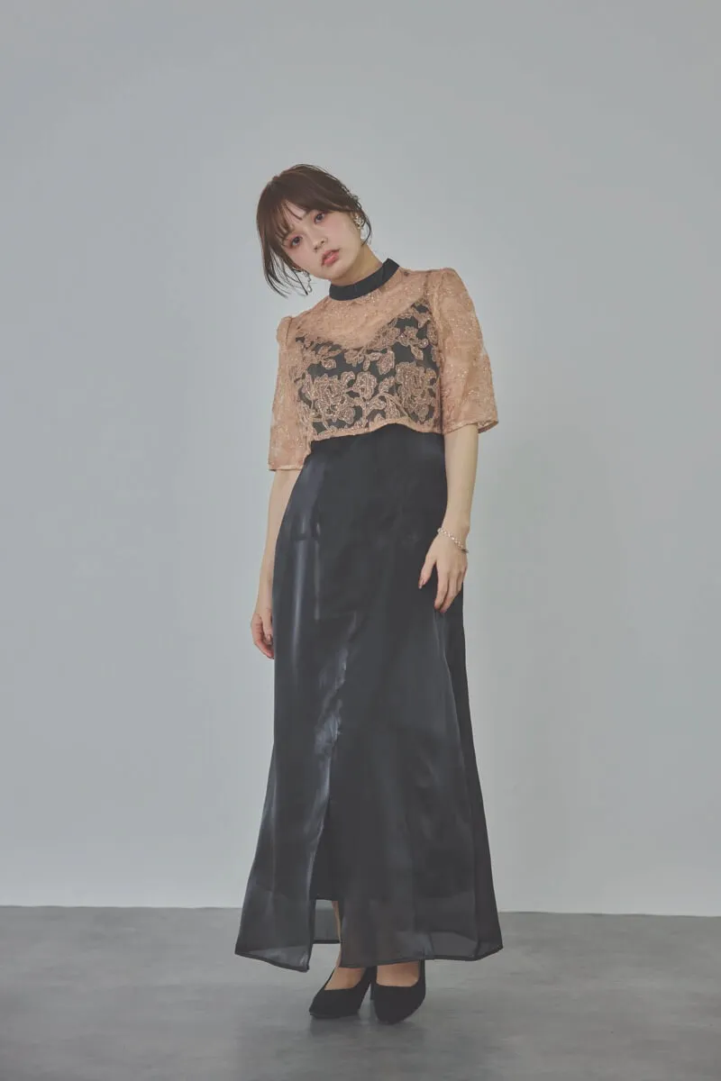 ブラックのスパンコールトップスセットドレス