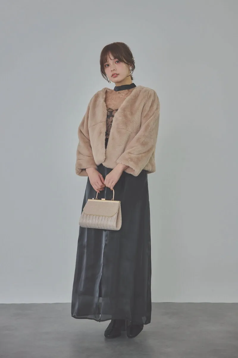 ブラックのスパンコール花柄トップスセットドレス