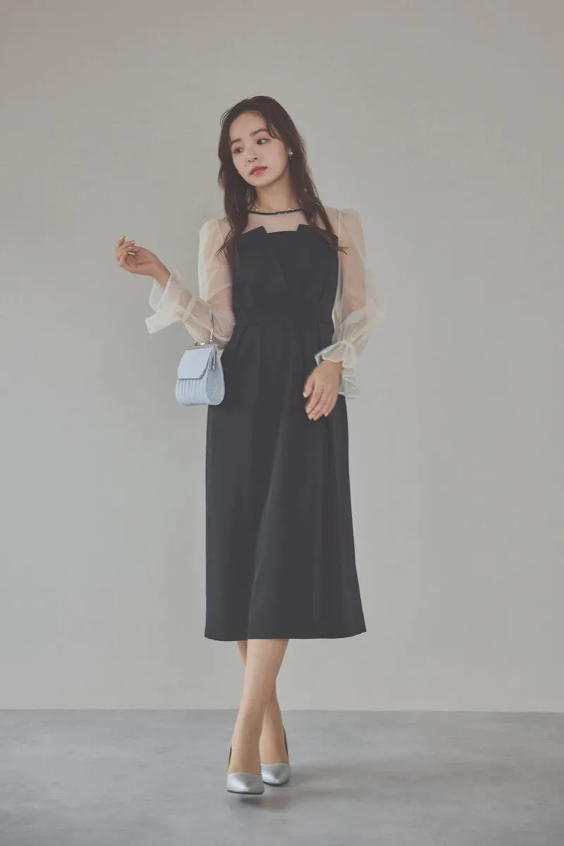 ブラックのビスチェデザインコクーンドレス