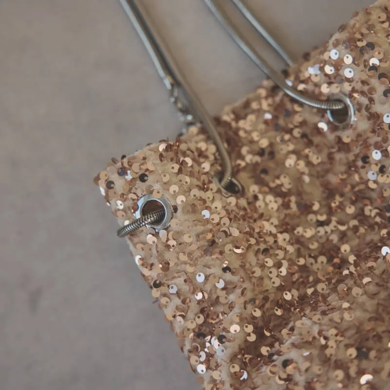 ベージュのスパンコールバッグ