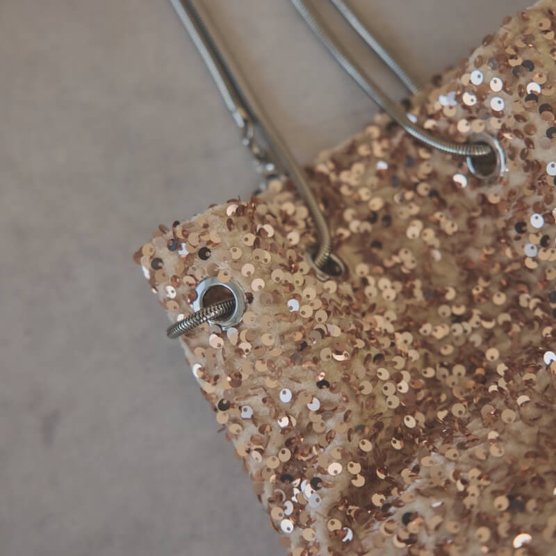 ベージュのスパンコールバッグ