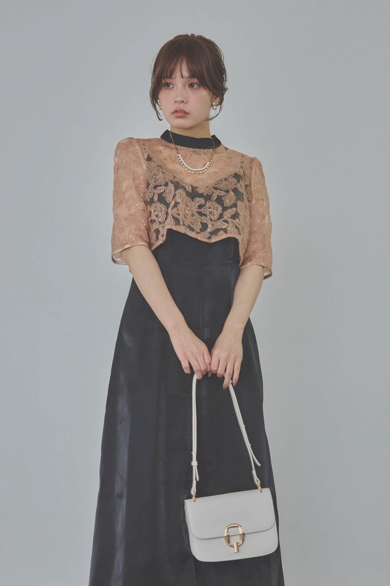 ブラックのスパンコールトップスセットドレス