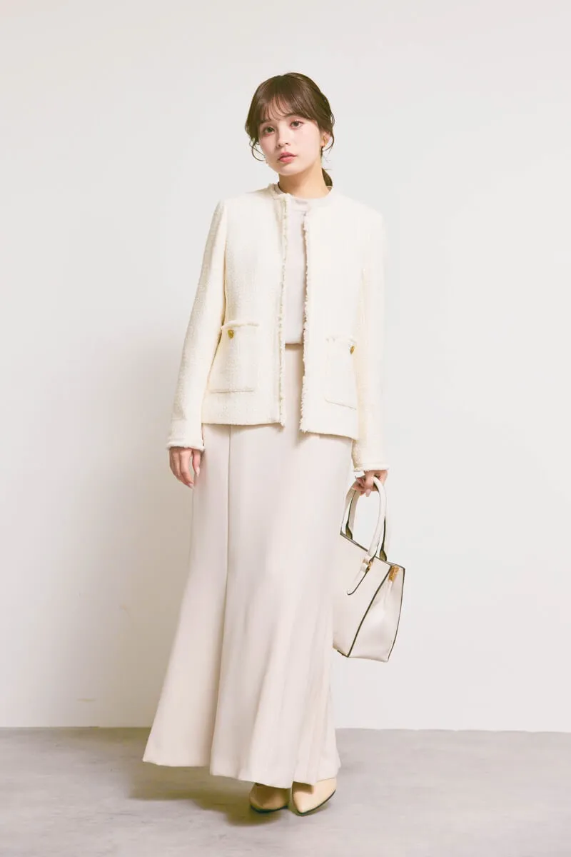 ベージュのシフォンドッキングマーメイドワンピース