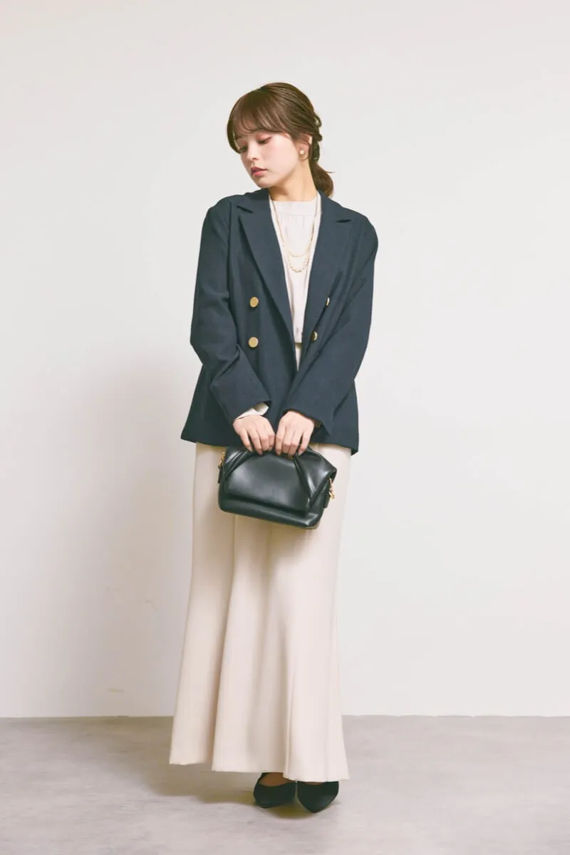 ベージュのシフォンドッキングマーメイドワンピース