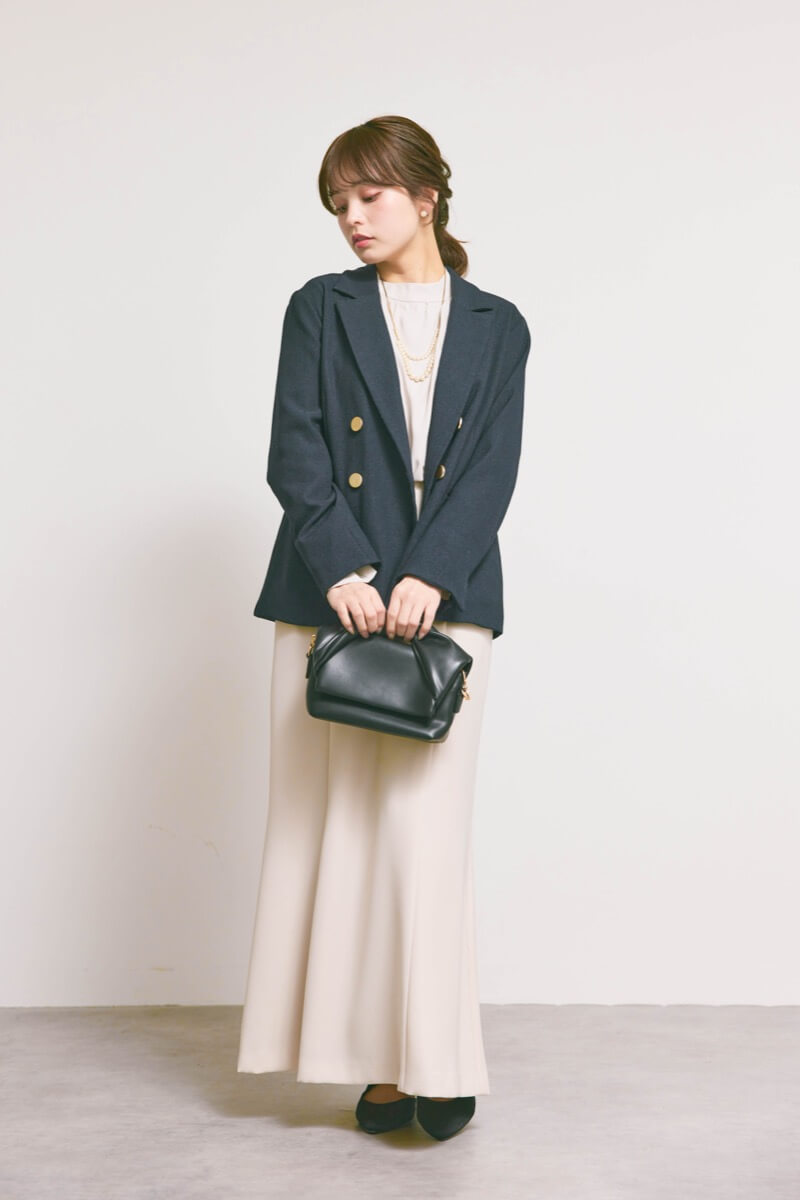 ベージュのシフォンドッキングマーメイドワンピース