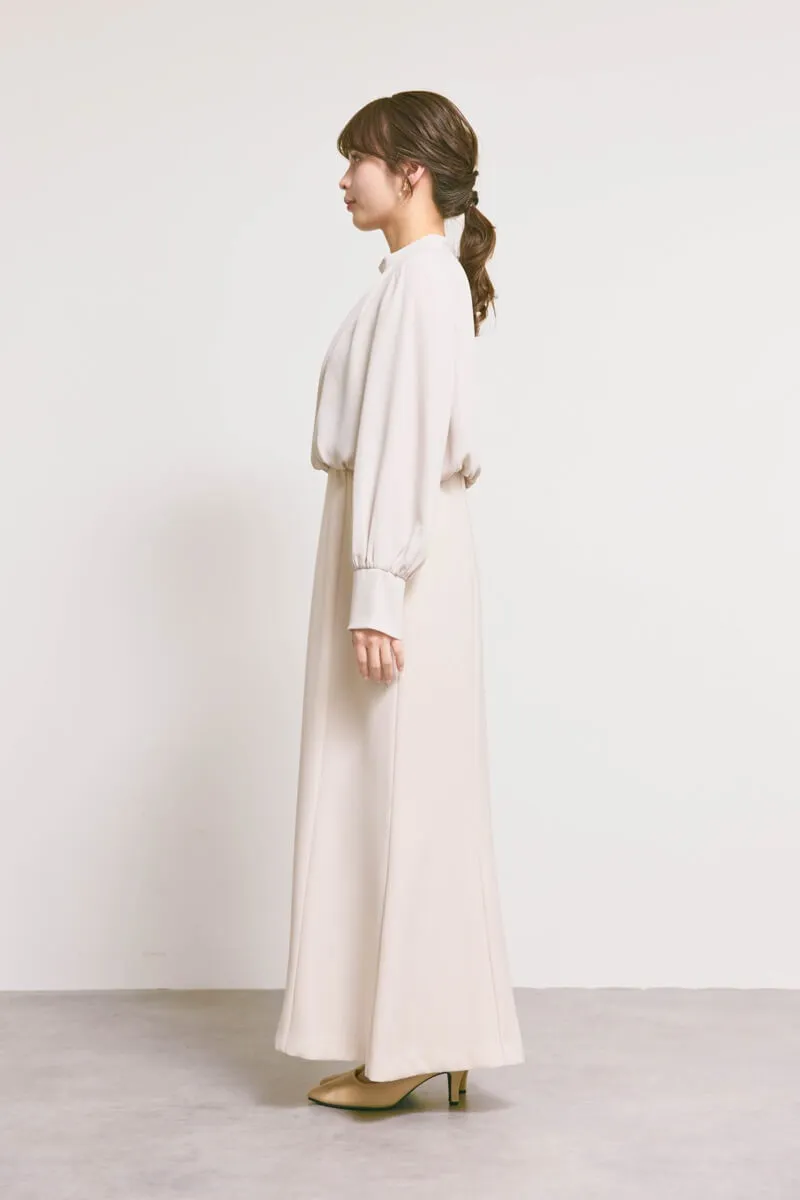 ベージュのシフォンドッキングマーメイドワンピース