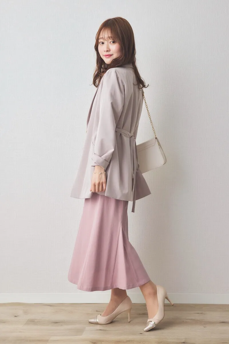 ピンクのギャザースリーブバックシャンドレス