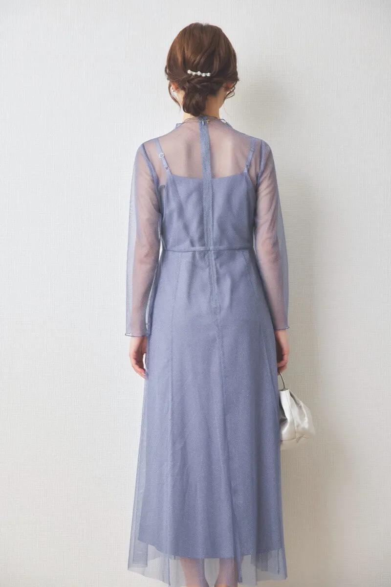 ブルーのラメチュールメロウドレス