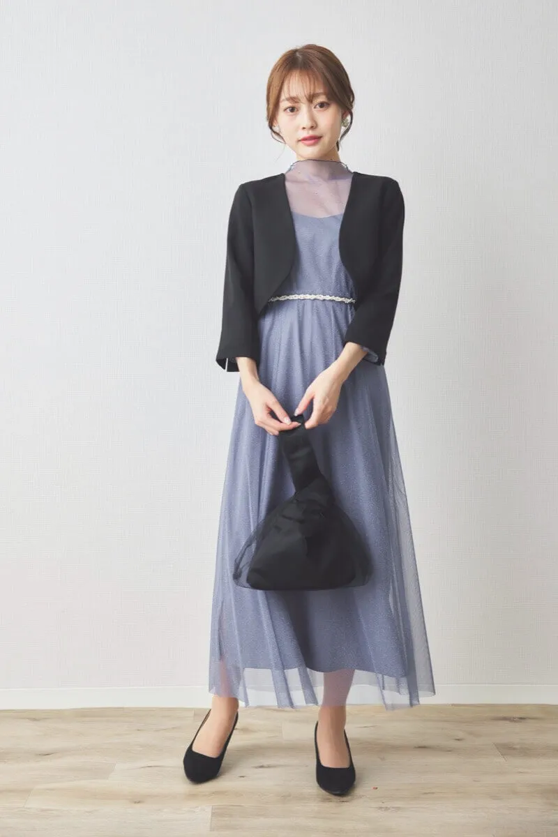 ブルーのラメチュールメロウドレス