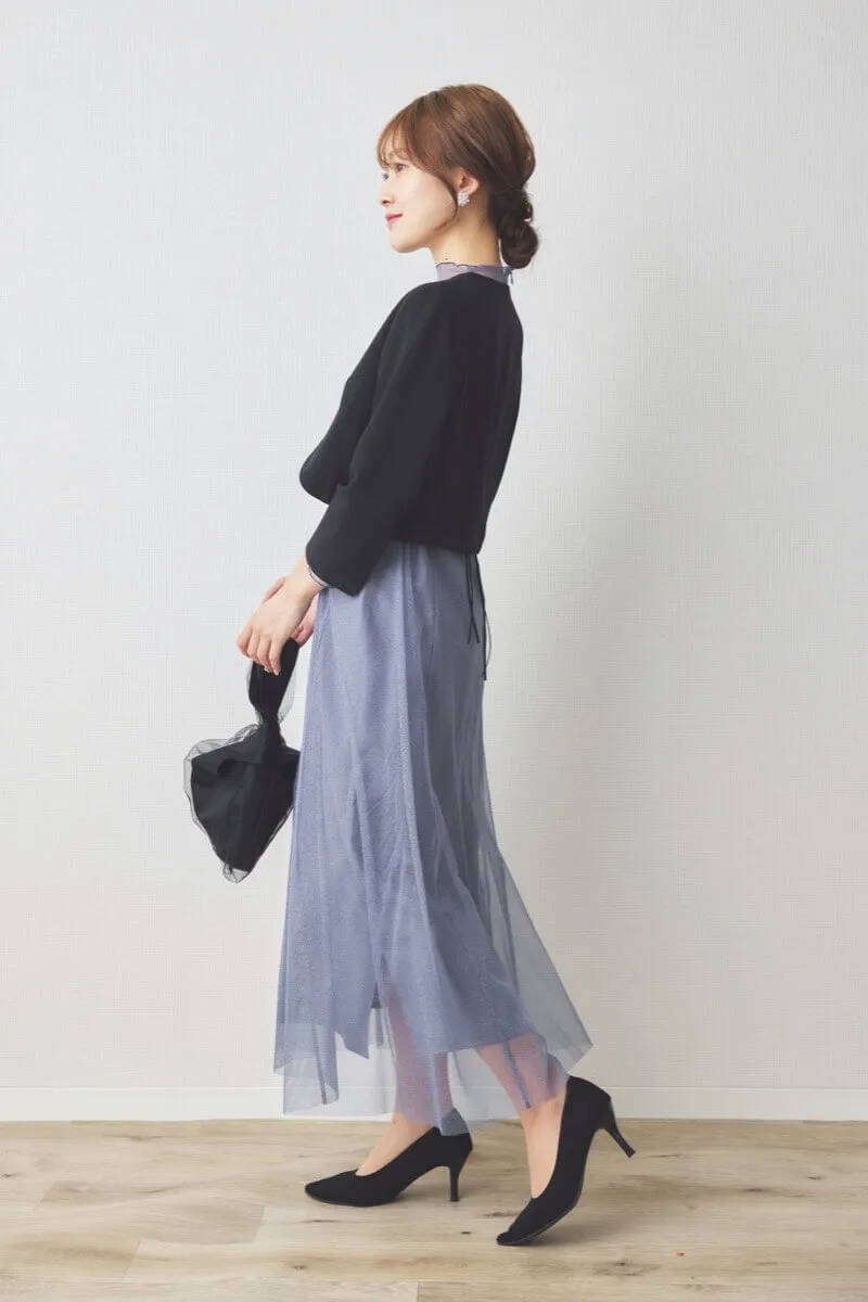 ブルーのラメチュールメロウドレス