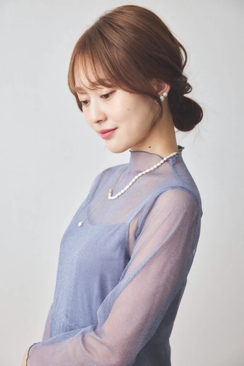 ブルーのラメチュールメロウドレス