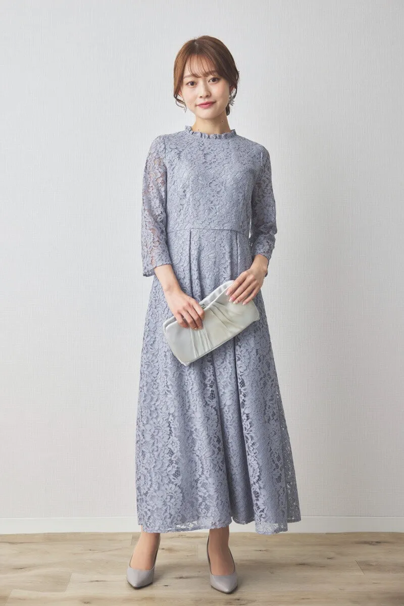 ブルーグレーのミックスレースクラシカルドレス