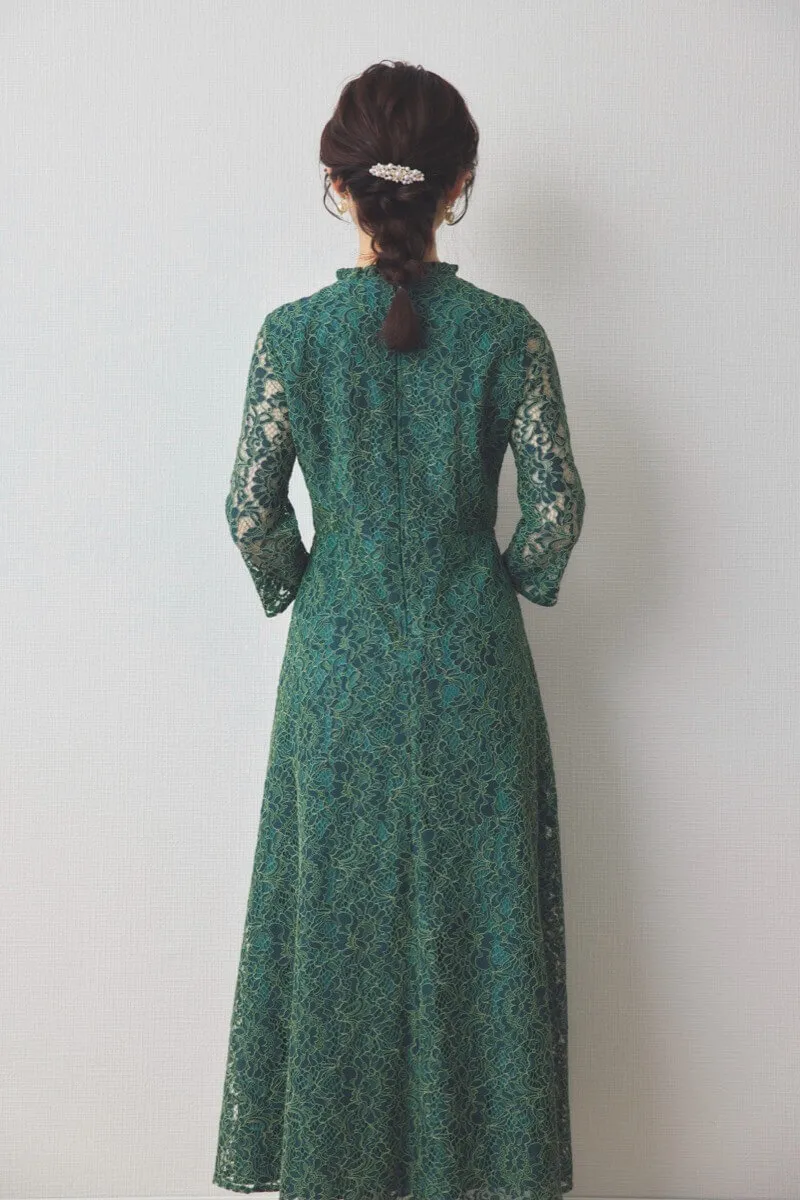 グリーンのミックスレースクラシカルドレス