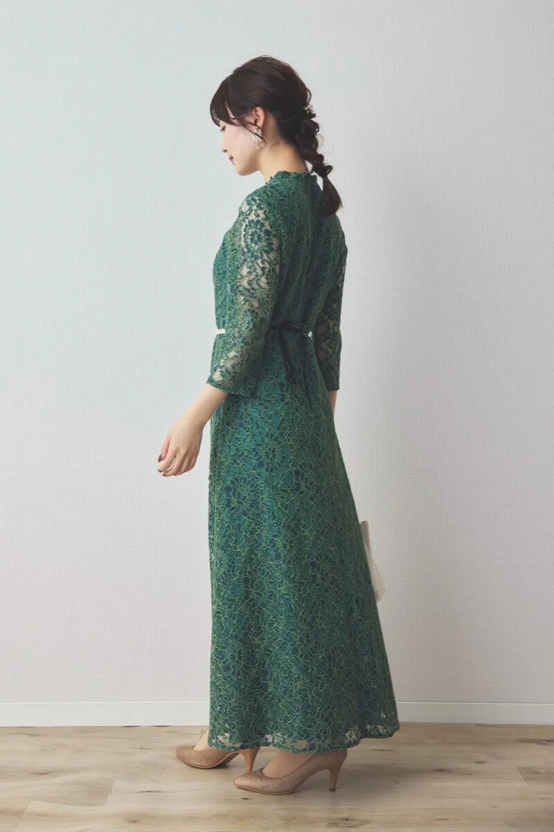グリーンのミックスレースクラシカルドレス