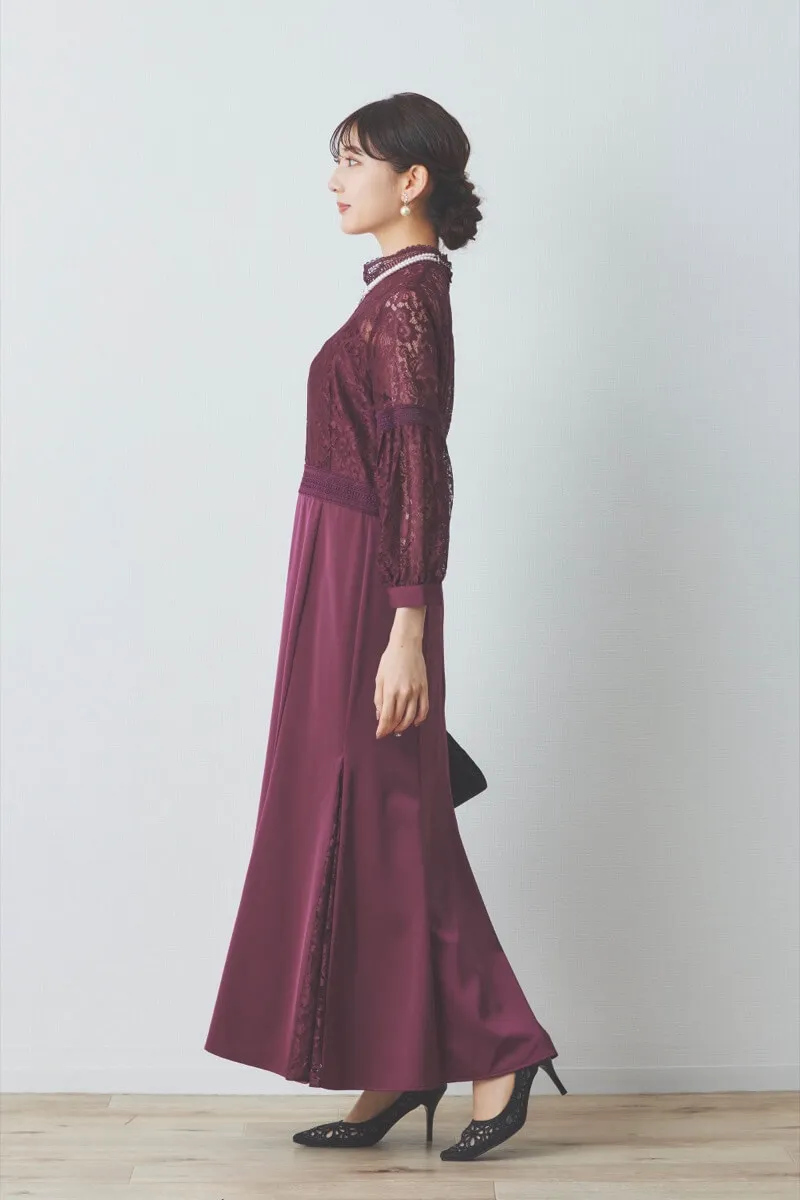 パープルのハシゴレースドレス