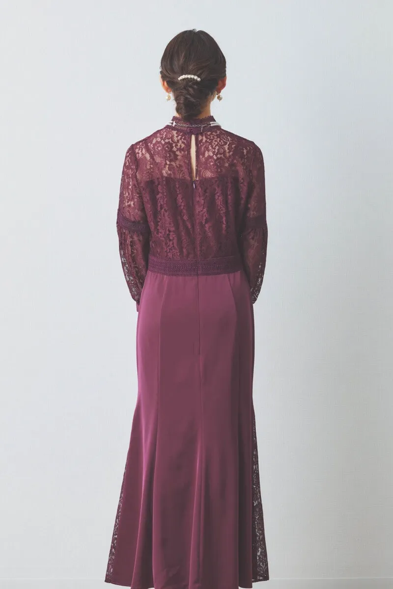 パープルのハシゴレースドレス