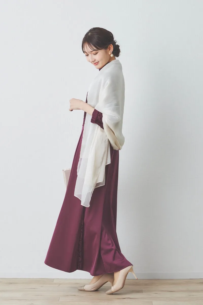 パープルのハシゴレースドレス