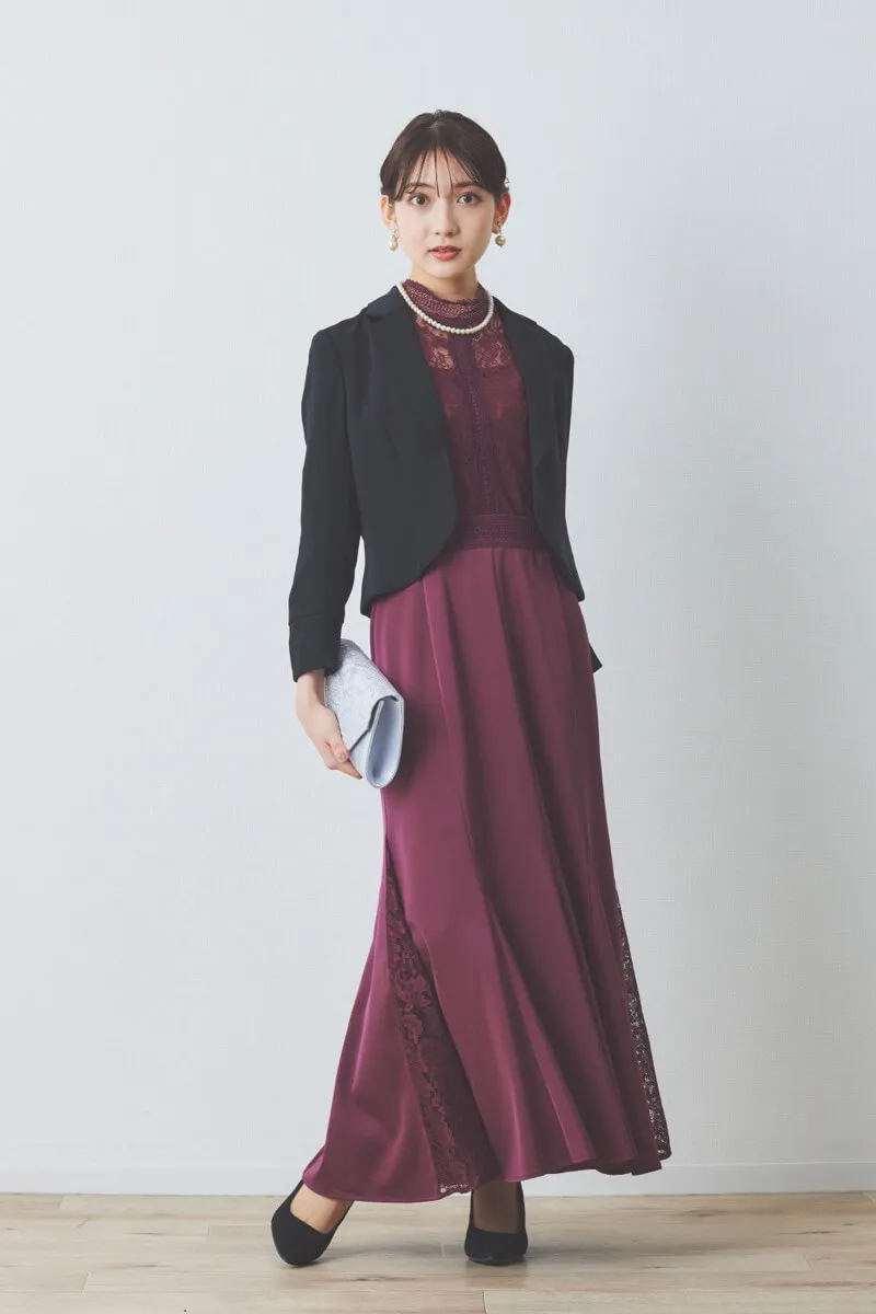 パープルのハシゴレースドレス