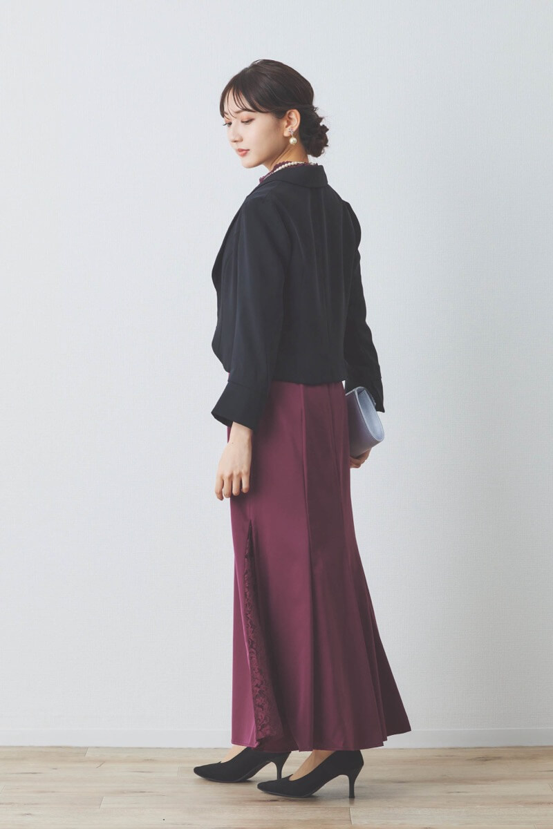 パープルのハシゴレースドレス